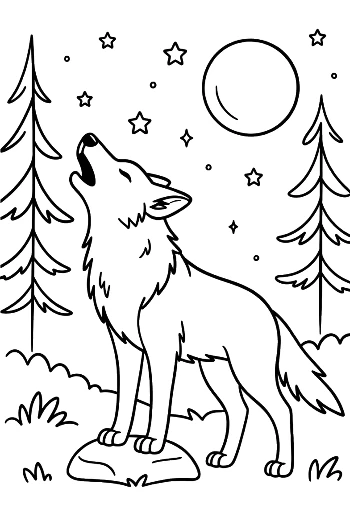Easy Gray Wolf for Kids Printable