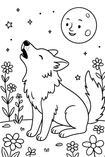 Free Howling Wolf for Kids Printable