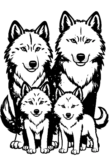 Gray Wolf Family Portrait
