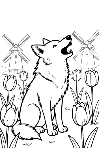 Howling Wolf Coloring Sheet Printable