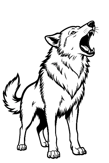 Howling Wolf in Bold Line Art
