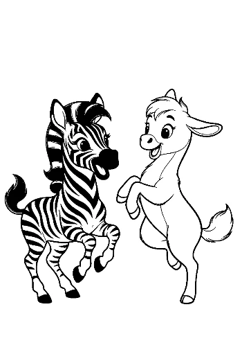 Playful Zebra and Goat Dance