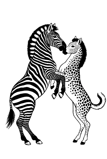 Zebra and Leopard Foal Embrace