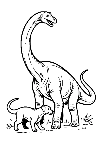 Brachiosaurus and Puppy Friendship Printable