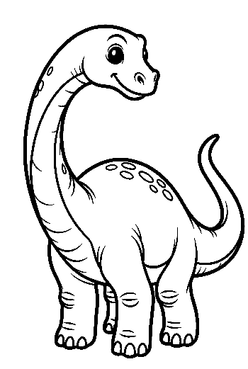 Cute Cartoon Brachiosaurus Smiling