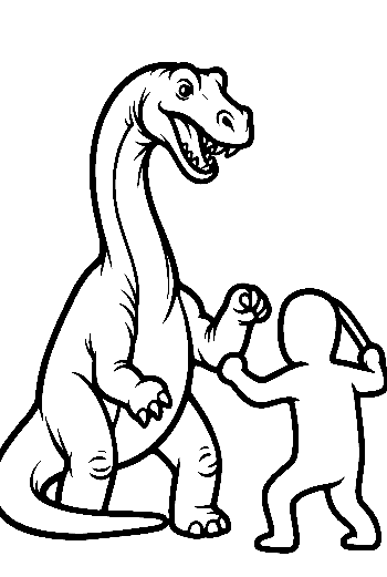 Grinning Diplodocus Playfully Dodging Kid's Club Swing