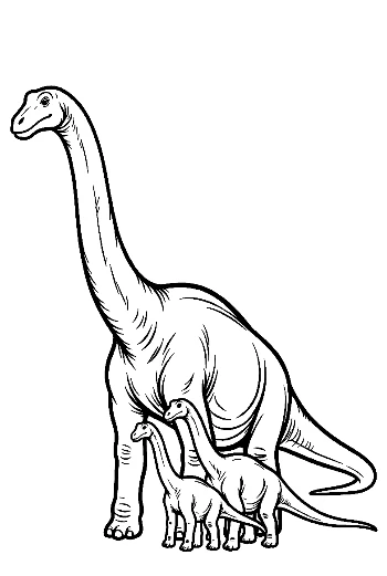 Majestic Brachiosaurus Mother with Babies Printable