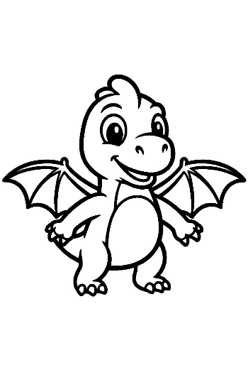 Cute Cartoon Pterodactyl Dino