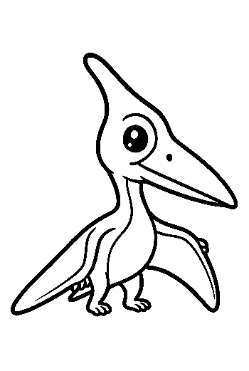Cute Pteranodon Line Art