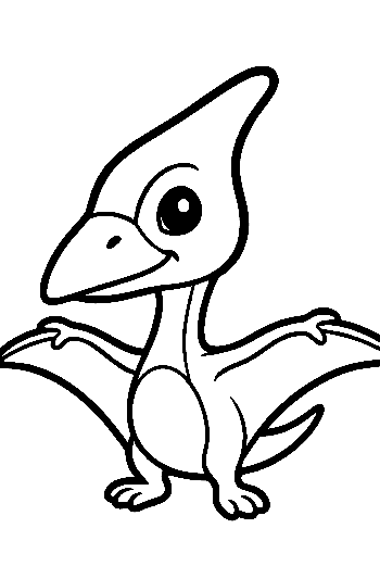 Cute Pteranodon Spreading Wings Joyfully