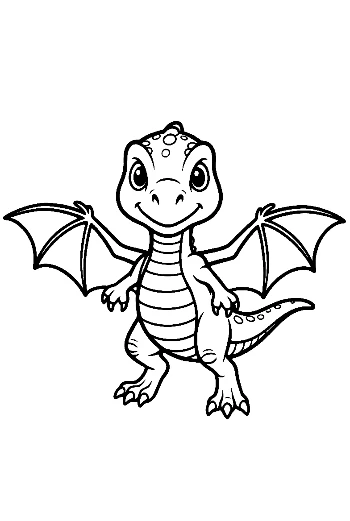 Cute Pterodactyl Dino Spreading Wings