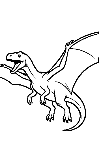 Excited Pterodactyl Soaring with Wings Spread