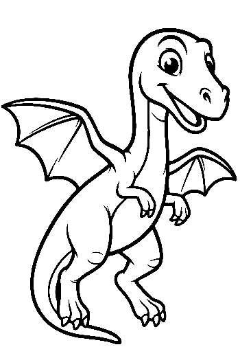 Happy Cartoon Pterodactyl Spreading Wings