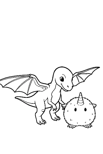 Pterodactyl Dino and Fluffy Unicorn Friends