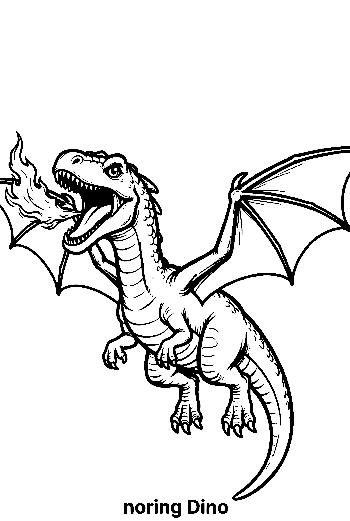 Roaring Fire-Breathing Pterodactyl in Flight