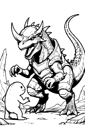 Armored Stegosaurus Looms Menacingly Over Tiny Blob
