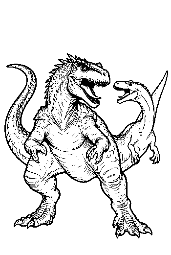 Armored Stegosaurus Roaring with Calf