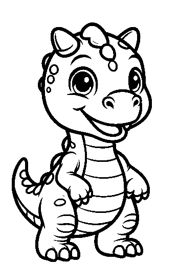 Cute Baby Stegosaurus Smiling Playfully