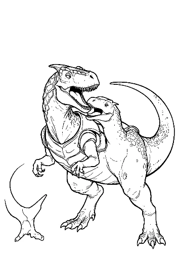 Stegosaurus Wrestling Armored Carnotaurus