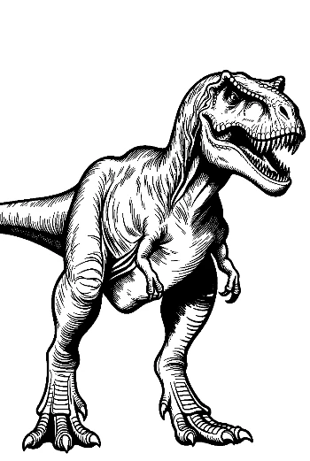 T-Rex rugissant féroce à l'encre noire