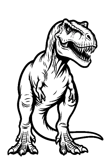 Fierce Roaring T-Rex Outline