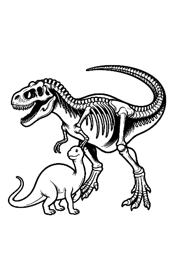 Squelettes de T-Rex et de bébés dinosaures