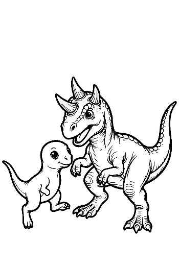 Adorable Triceratops Parent and Baby