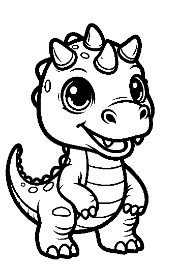 Cute Baby Triceratops Grinning