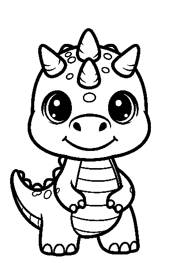 Ein niedliches Triceratops-Baby lächelt verspielt.