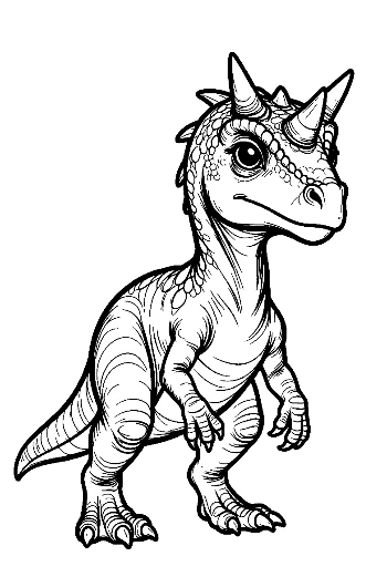 Cute Baby Triceratops Standing Fiercely