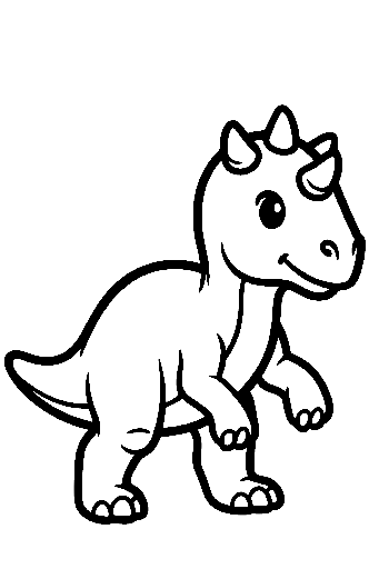 Cute Baby Triceratops Walking Playfully