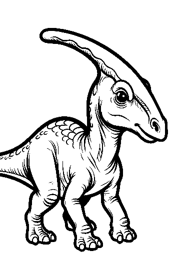 Cute Baby Parasaurolophus Standing Alertly