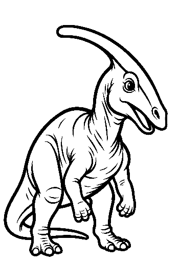 Cute Cartoon Parasaurolophus Standing Playfully