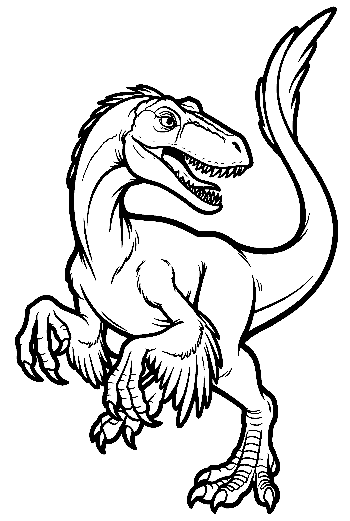 Fierce Velociraptor Leaping with Snarl