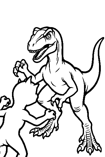 Fierce Velociraptor vs. Claw-Raised Cat Clash
