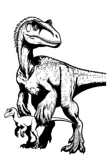Majestic Velociraptor with Baby Dino