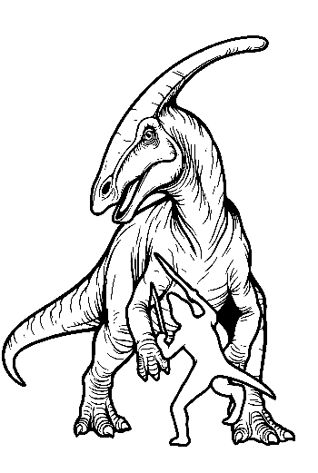 Velociraptor Assaults Parasaurolophus