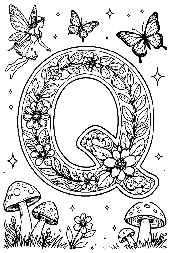 Autumn Mushroom Letter Q Forest Floor Printable