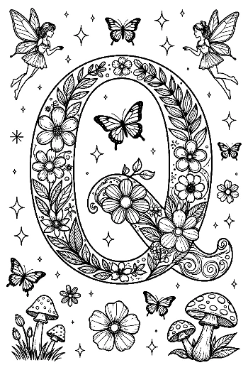 Cosmic Galaxy Letter Q with Stars Printable