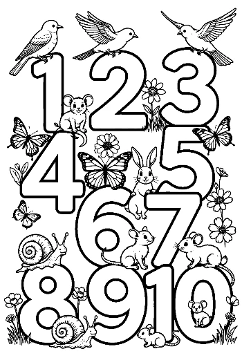 Educational Numbers 1-10 Tracing and Coloring Worksheet Printable