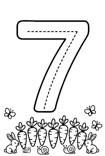 Simple Number 7 Tracing Worksheet for Handwriting Printable