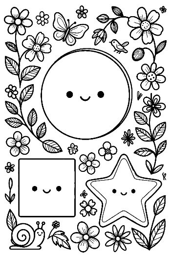 Circle Square Star Coloring Page Printable
