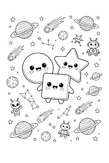 Cute Circle Square Star Coloring Sheet Printable