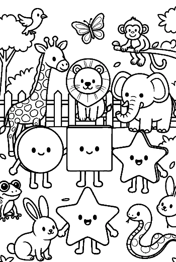 Easy Circle Square Star Coloring Sheet Printable