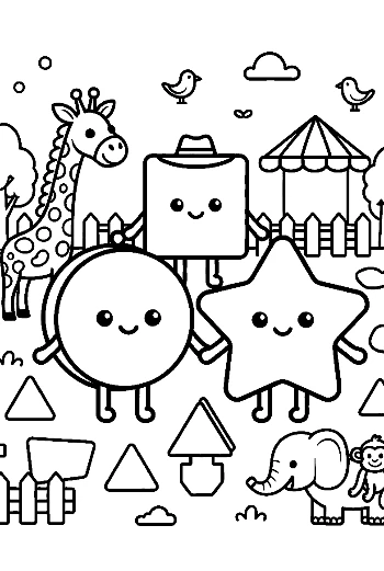 Safari Adventure with Circle, Square, and Star Characters Printable