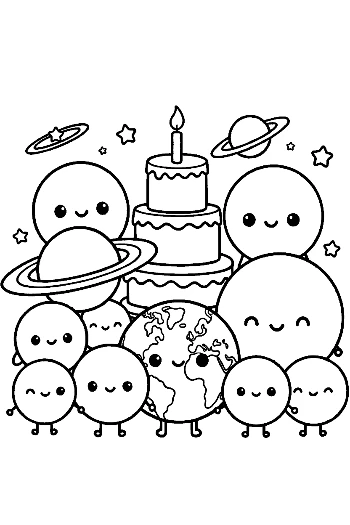 Cute Planets Coloring Sheet Printable