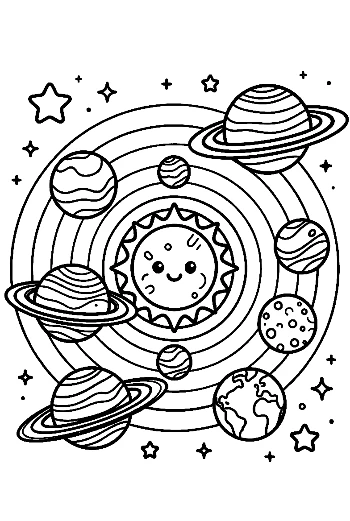 Universe Exploration with Planets and Solar Flare Printable
