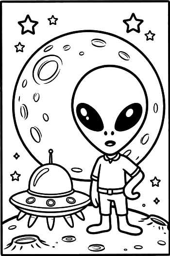 Alien Astronaut Watching Giant Planet Printable