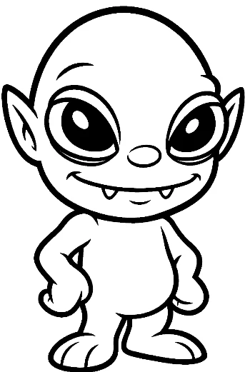 Cheeky Little Green Alien Grinning