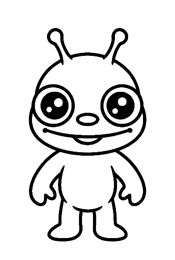 Cute Little Green Alien Smiling